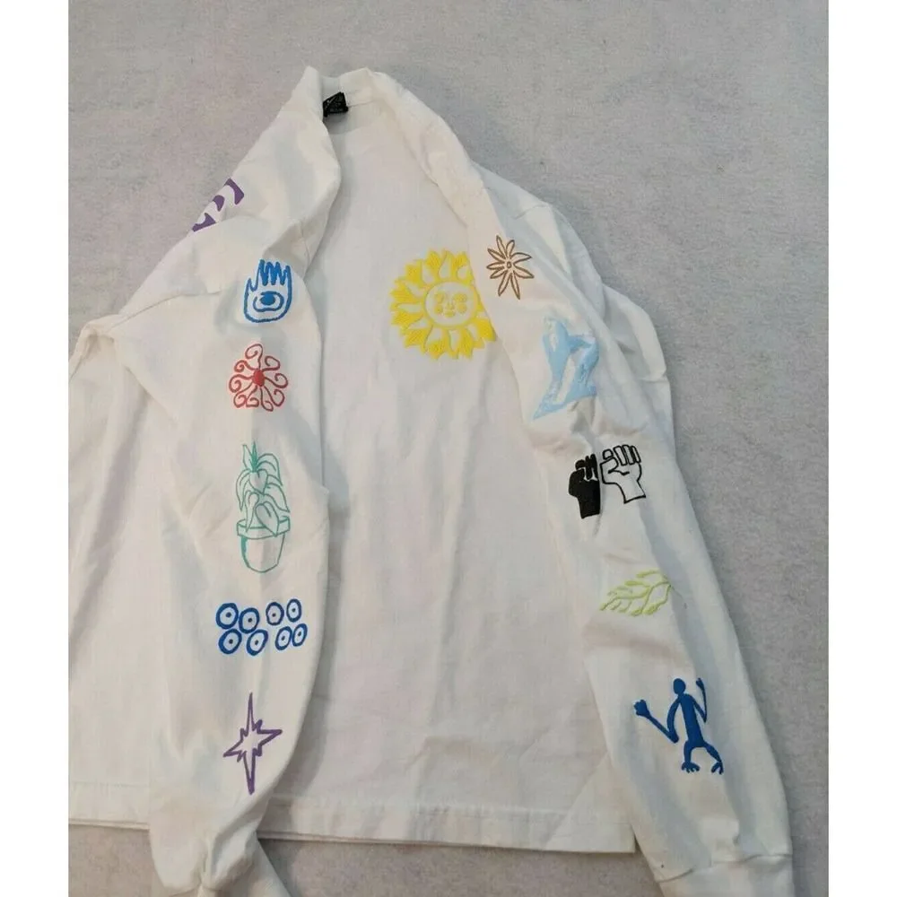 Obey Social Justice Peace Equality Long Sleeve T-shirt Small White Crew Neck NWT - Picture 4 of 7